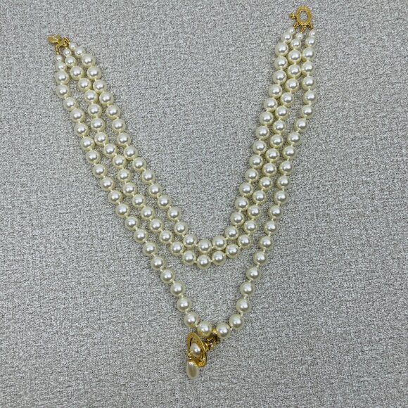Vivienne Westwood Pearl Necklace Gold Pendant - Picture 3 of 9